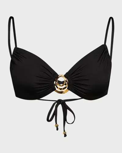 Sunshine 79 Gypset Lace-up Bralette Bikini Top In Black