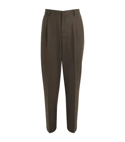 Sunspel Boiled Wool Pleated Trousers In Brown