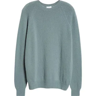 Sunspel Lambswool Crewneck Sweater In Smoke Green