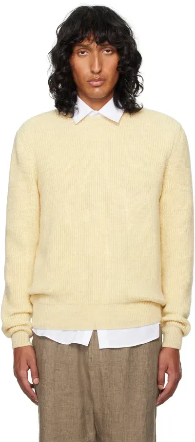 Sunspel Off-white Luxury British Wool Sweater In Natural Ecru