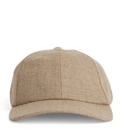 Sunspel Wool Baseball Cap In Beige