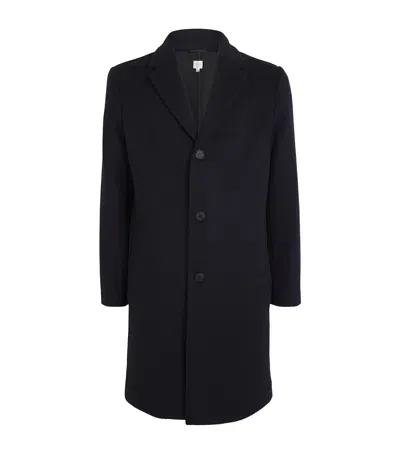 Sunspel Wool Double-faced Overcoat In Navy