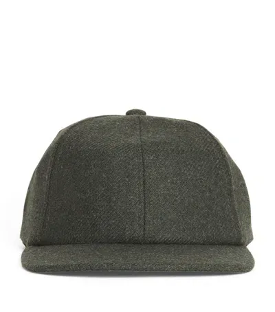 Sunspel Wool Twill Cap In Green