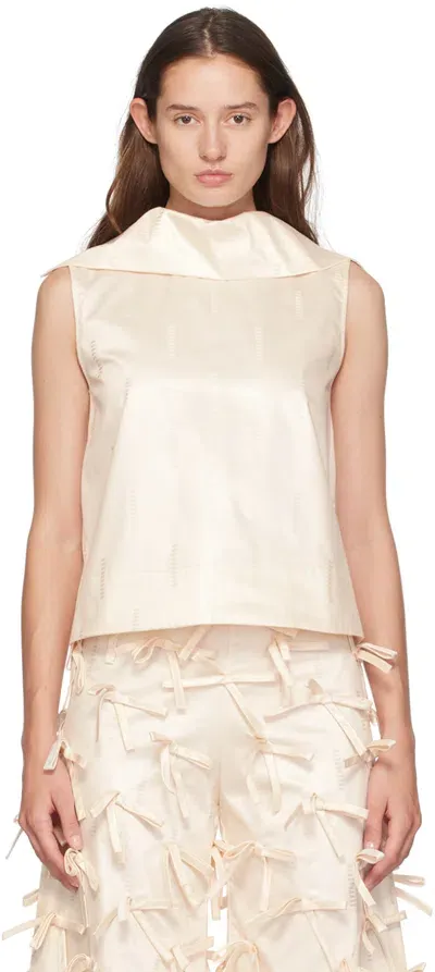 Super Yaya Off-white Tatiana Bateau Tank Top In Ivory