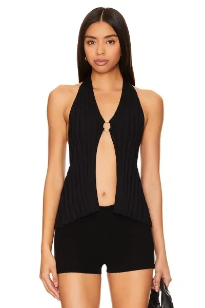 Superdown Eliana Open Front Top In Black