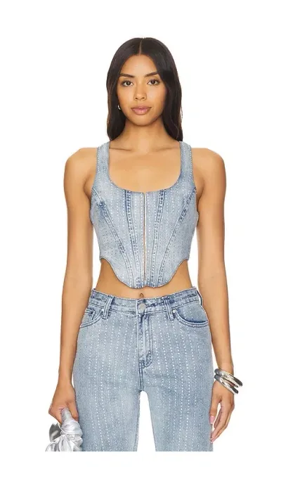 Superdown Ileen Corset Top In Light Wash