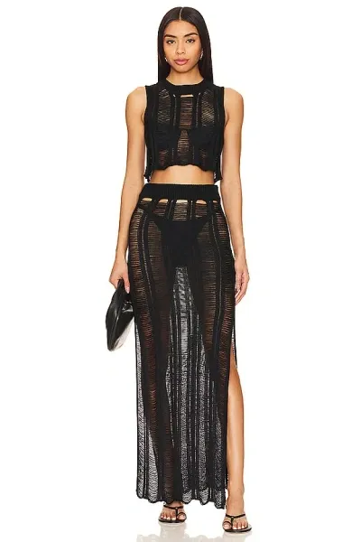 Superdown Tayla Maxi Skirt Set In Black