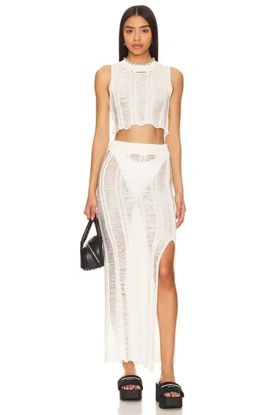 Superdown Tayla Maxi Skirt Set In White