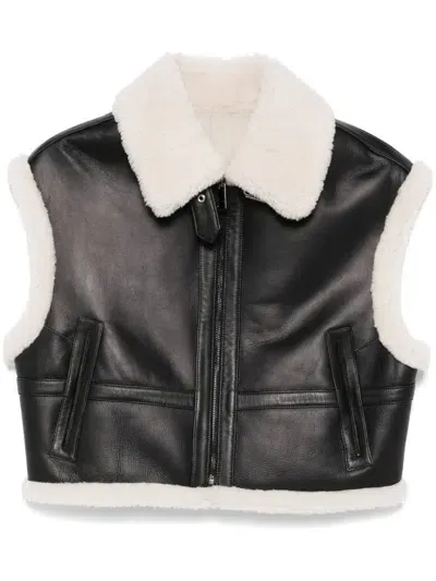 Suprema Leather Gilet In Black