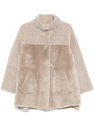 Suprema Shearling Coat In Neutrals