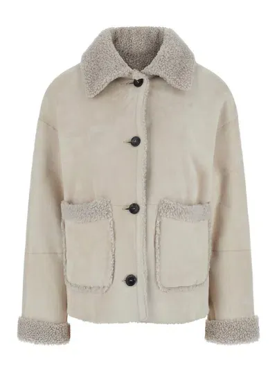 Suprema Shearling Jacket In Neutrals