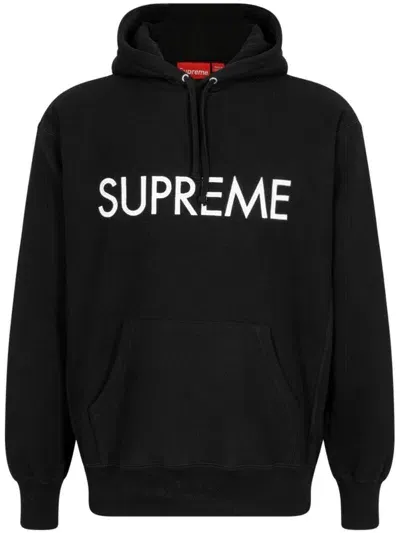 Supreme Capital Long-sleeve Hoodie In Black