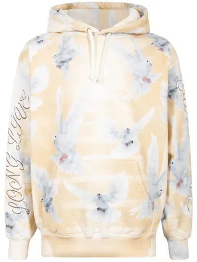 Supreme Doves-print Hoodie In Neutrals