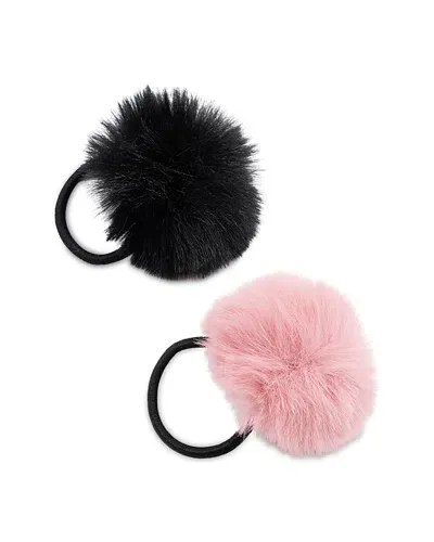 Surell Kids' Girls' Faux Rex Pom Hair Elastics - One Size In Black/fuschia