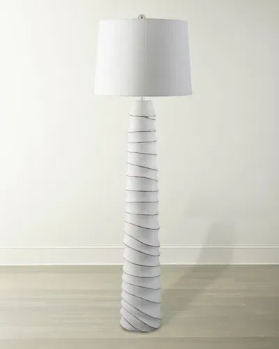 Surya Obelisco 59" Hand-painted Resin Floor Lamp With Linen Shade In White