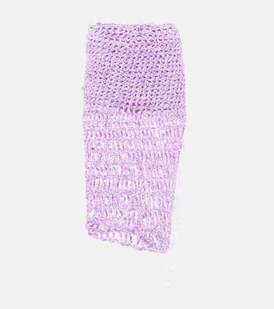 Susan Fang Beaded Crochet Midi Skirt In Purple