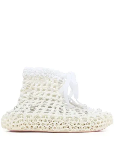 Susan Fang Crochet Beaded Boots In White