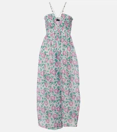 Susan Fang Floral Midi Dress In Purple