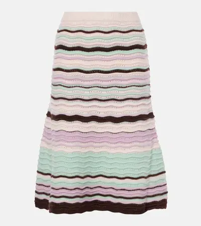 Susan Fang Striped Midi Skirt In Multicoloured