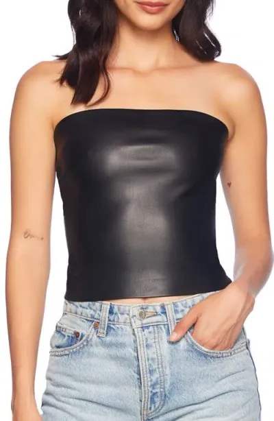 Susana Monaco Faux Leather Tube Top In Black