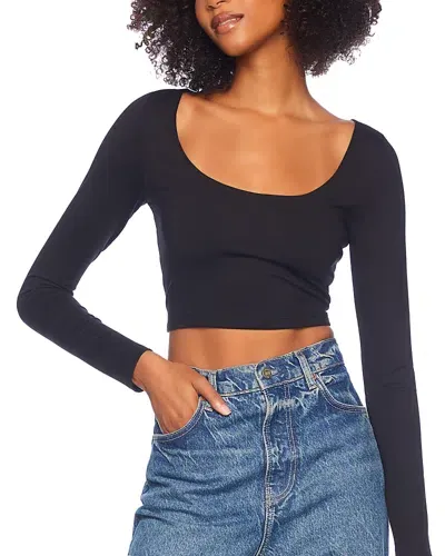 Susana Monaco Low Scoop Crop Top In Black