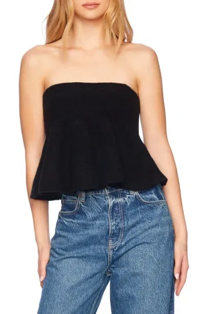 Susana Monaco Mapache Knit Peplum Tube Top In Black