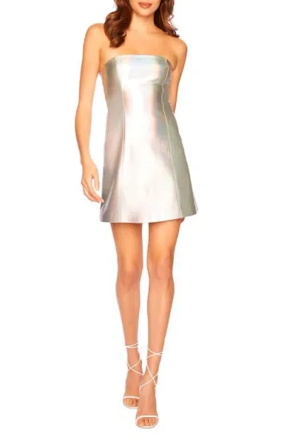 Susana Monaco Strapless Iridescent Faux Leather Minidress