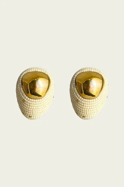 Susana Vega Mini Sole Earrings In Beige In Gold