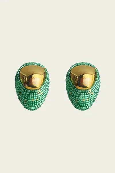 Susana Vega Mini Sole Earrings In Mantis In Green