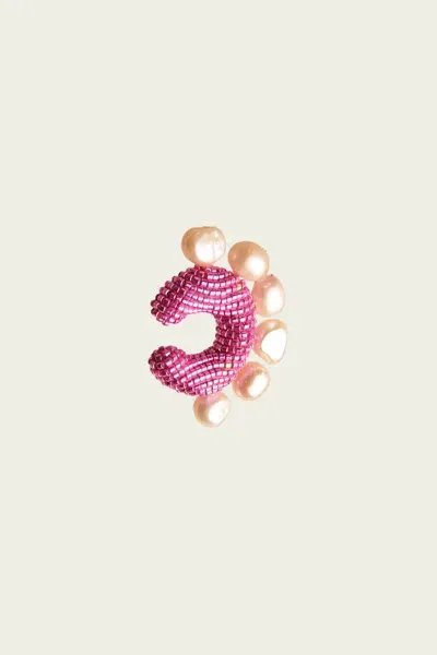 Susana Vega Ora Earcuff Pearled In Hot Pink