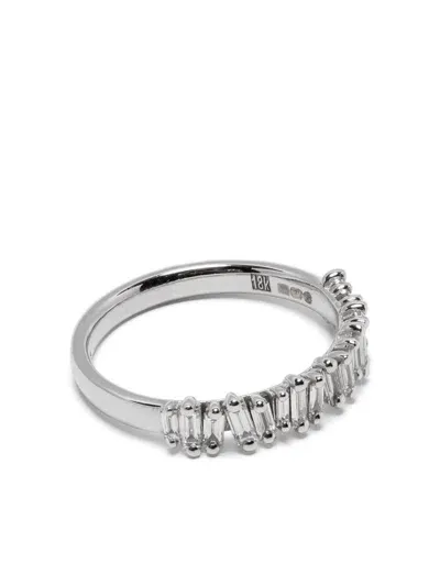 Suzanne Kalan 18k White Gold Classic Diamond Ring In Silver