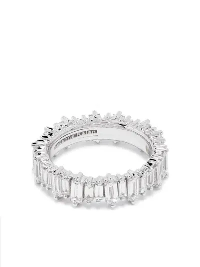 Suzanne Kalan 18k White Gold Eternity Diamond Ring In Silver