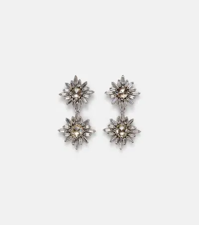 Suzanne Kalan 18kt White Gold Drop Earrings With Diamonds In Metallic