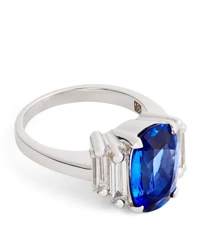 Suzanne Kalan White Gold, Ceylon Sapphire And Diamond One Of A Kind Ring