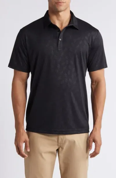 Swannies Barrett Botanical Print Golf Polo In Black