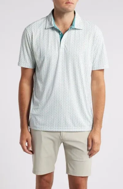 Swannies Caleb Medallion Print Golf Polo In Surf Spray