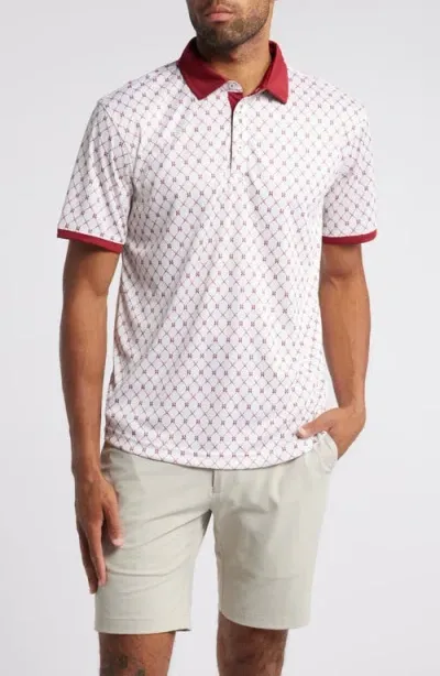 Swannies Franklin Ball & Club Print Golf Polo In Maroon