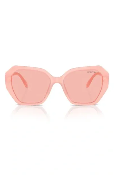 Swarovski 56mm Photochromic Irregular Sunglasses In Pink