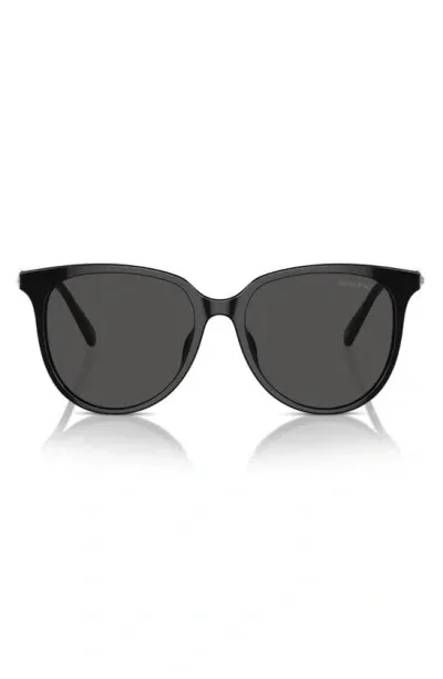 Swarovski 56mm Round Crystal Sunglasses In Black