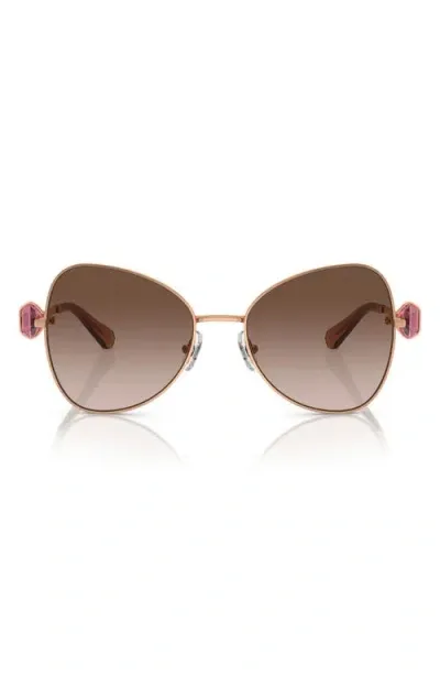 Swarovski 57mm Butterfly Sunglasses In Brown Gold