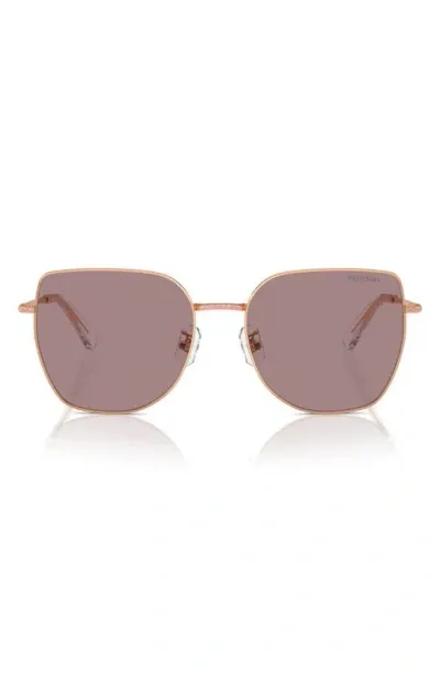 Swarovski 59mm Irregular Sunglasses In Rose Gold