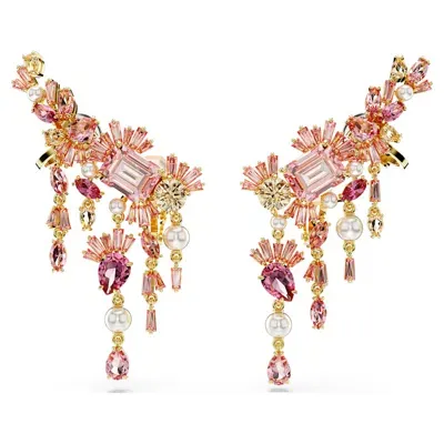 Swarovski Gema Clip Earrings In Pink