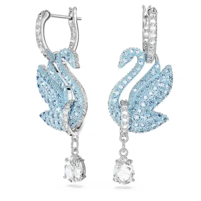 Swarovski Iconic Swan Drop Earrings In 藍色