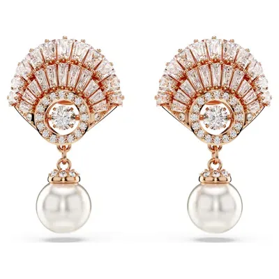 Swarovski Shell, White, Rose Gold-tone Idyllia Drop Earrings