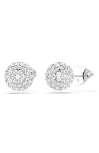 Swarovski Lucent Stud Earrings In White/silver