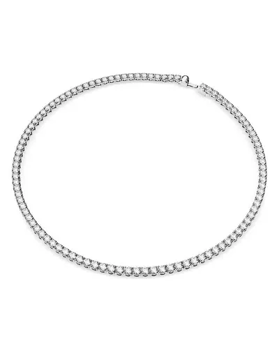 Swarovski Women's Matrix Rhodium-plated & Crystal Tennis Necklace In Silver