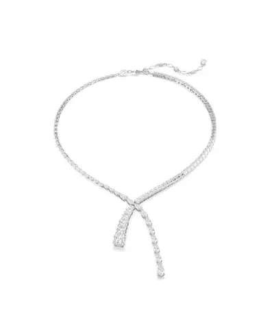 Swarovski Matrix Mixed Cut Crystal Lariat Necklace In Rhodium Plated, 14.87-16.87 In White