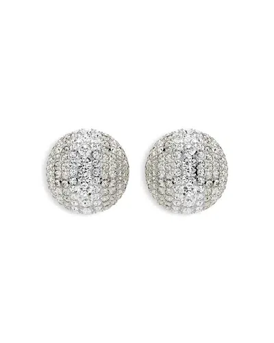 Swarovski Sublima Crystal Clip On Drop Earrings In Rhodium Plated In Silver