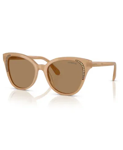 Swarovski Crystal-embellished Oversized Sunglasses In Brown Transition