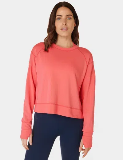 Sweaty Betty After Class Cotton Blend Crop Sweatshirt In Pink